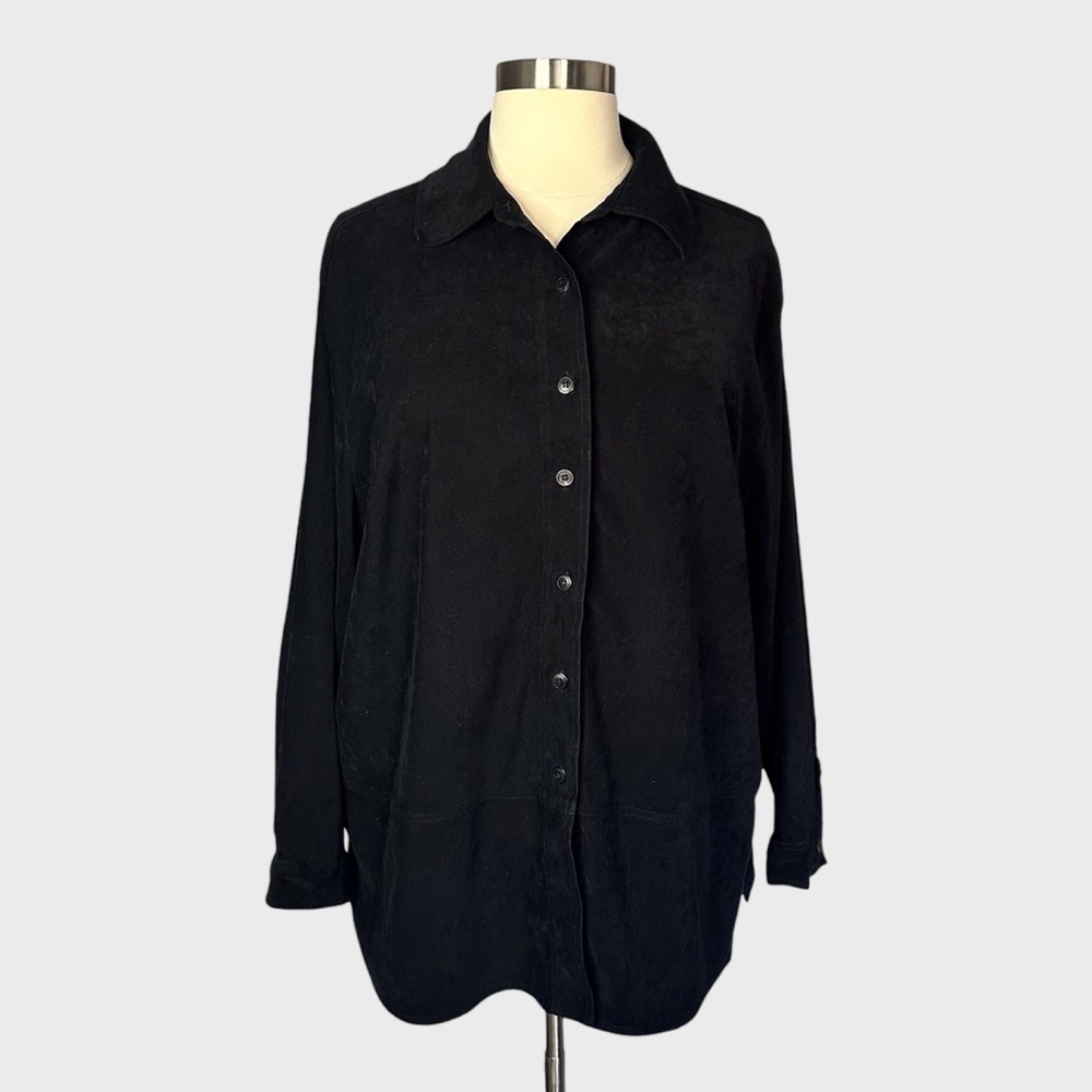 Croft & Barrow Button Front Faux Suede Shirt